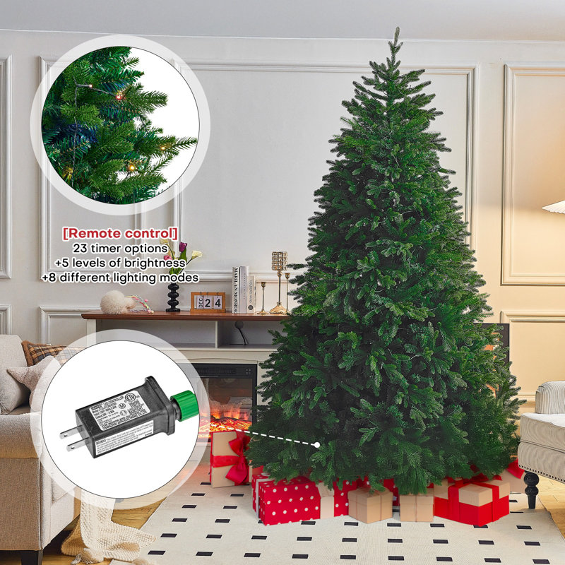 The Holiday Aisle Artificial With Lights Christmas Tree Classic Spruce 7.5ft Equipped With23 Kinds Of Led Clear Lights Easy Storage Assembly Fireproof Material Realistic Pe pvc Christmas Living Room